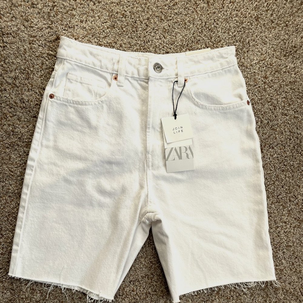 Zara White Denim Shorts